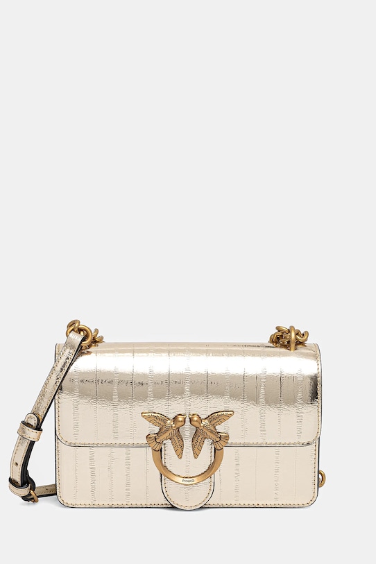 Pinko torebka skórzana nie mieści A4 złoty 100074.A26X