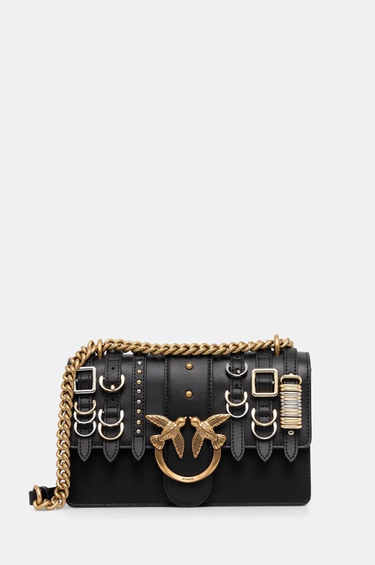 Кожена чанта Pinko гладка кожа черен 103335.A26K