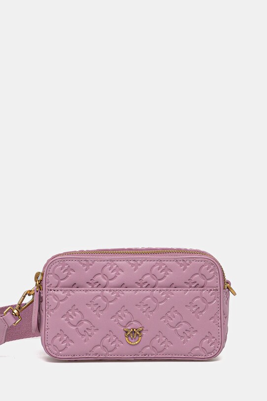 Kožená kabelka Pinko nášivka ružová 104292.A1YB