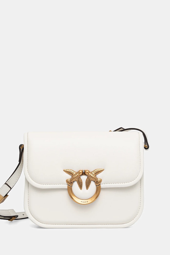 Δερμάτινη τσάντα Pinko λείο δέρμα λευκό 104297.A26L
