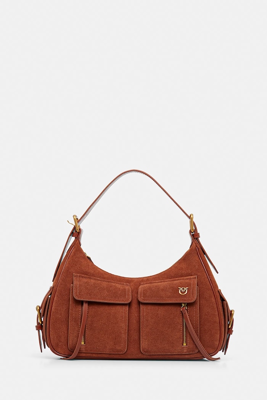 Semišová kabelka Pinko semišová koža hnedá 104507.A29N