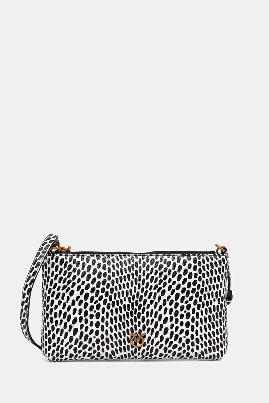 Kožna pismo torbica Pinko zrnata koža bijela 104277.A27T