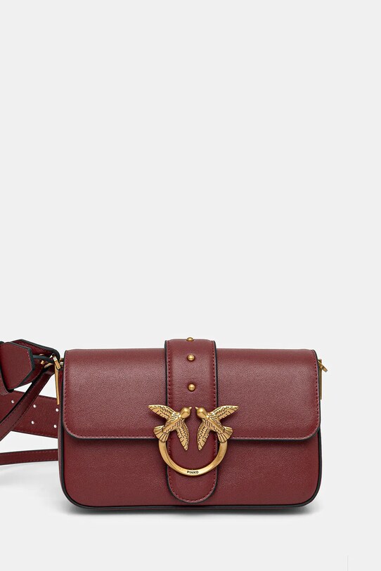 Kožna torba Pinko bez uzorka bordo 104340.A0QO