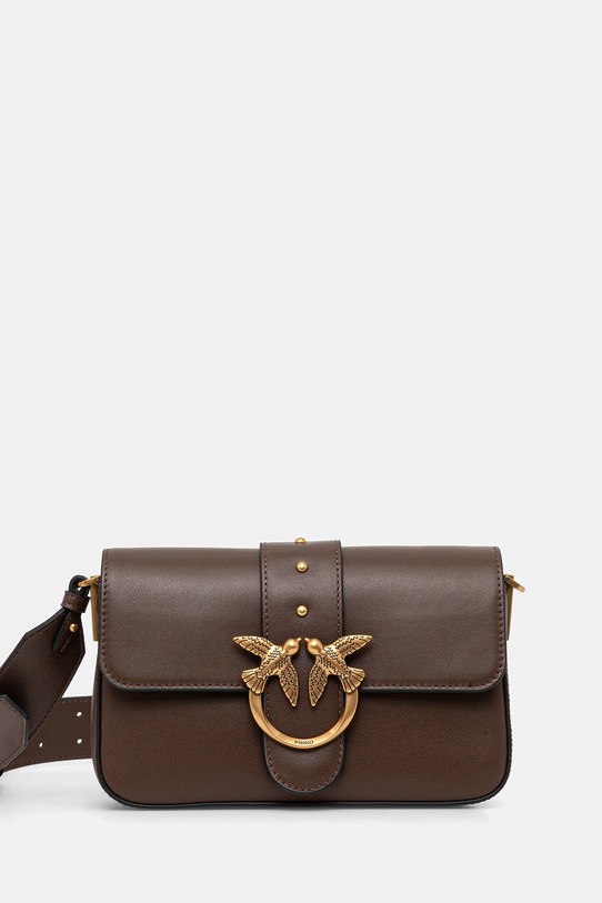 Pinko borsa a mano in pelle pelle fiore marrone 104340.A0QO
