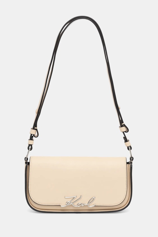 Kožna torba Karl Lagerfeld IKON Planet friendly bež A1W30039