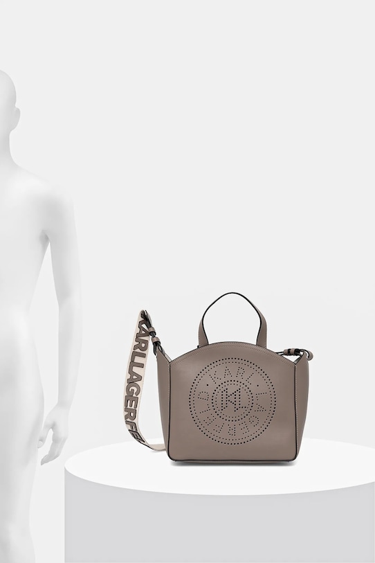 Δερμάτινη τσάντα Karl Lagerfeld K/CIRCLE A1W30058 γκρί