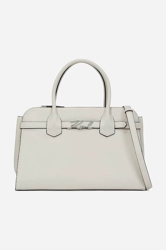 Kožená kabelka Karl Lagerfeld přírodní kůže bílá A1W30148