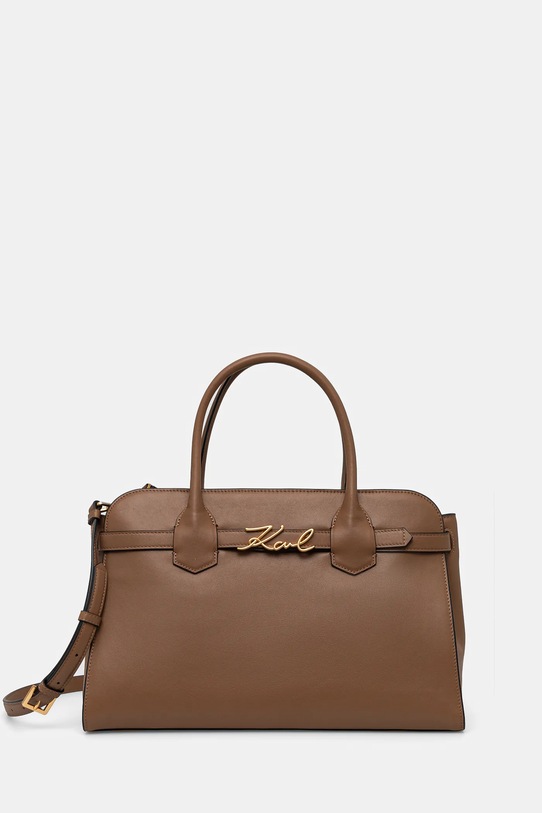 Kožená kabelka Karl Lagerfeld přírodní kůže hnědá A1W30148