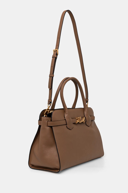 Kožená kabelka Karl Lagerfeld A1W30148 hnědá SS25