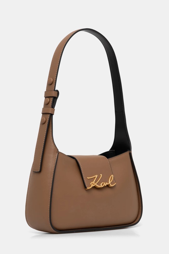 Kožená kabelka Karl Lagerfeld A1W30149 hnědá SS25