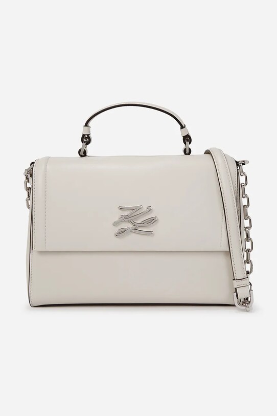Δερμάτινη τσάντα Karl Lagerfeld λείο δέρμα λευκό A1W30170