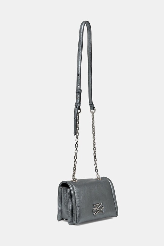 Kožna torba Karl Lagerfeld A1W30172 siva SS25