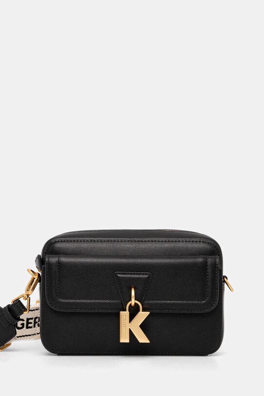 Karl Lagerfeld poseta de piele uni negru A1W30406