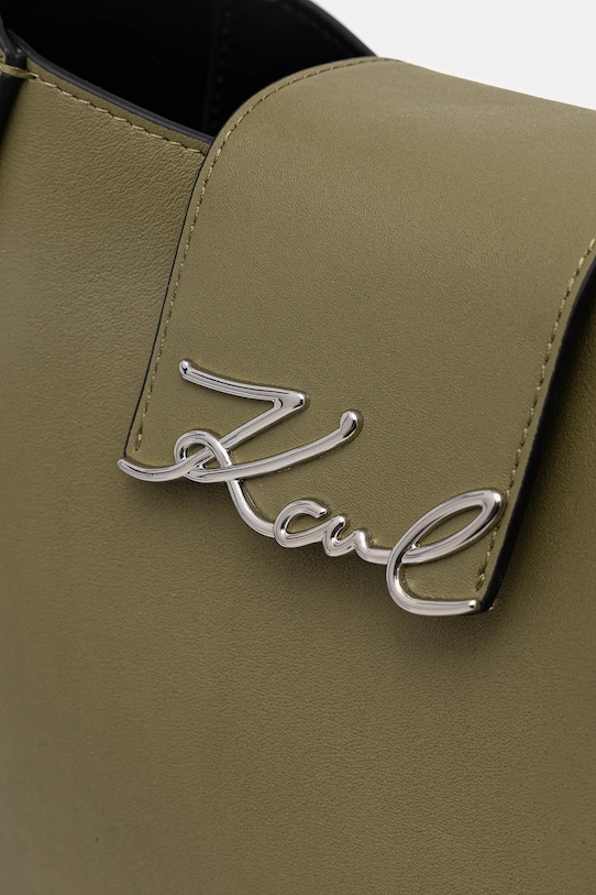 Karl Lagerfeld torebka skórzana K/SIGNATURE zielony A1W30434