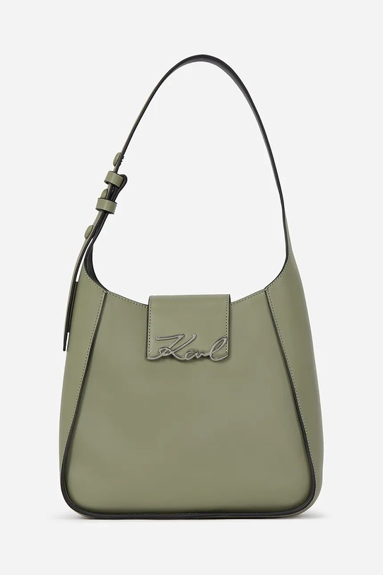 Kožená kabelka Karl Lagerfeld K/SIGNATURE přírodní kůže zelená A1W30434