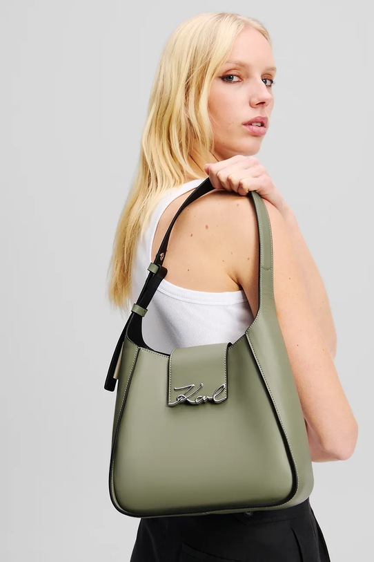 Kožená kabelka Karl Lagerfeld K/SIGNATURE A1W30434 zelená