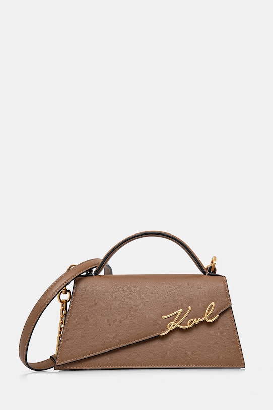 Karl Lagerfeld torebka skórzana K/SIGNATURE skóra licowa brązowy A1W30458