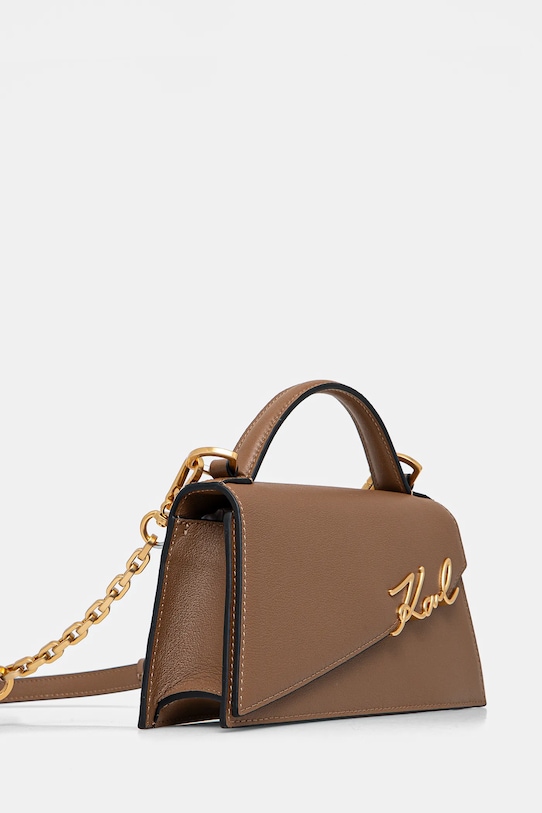 Karl Lagerfeld torebka skórzana K/SIGNATURE A1W30458 brązowy AA00