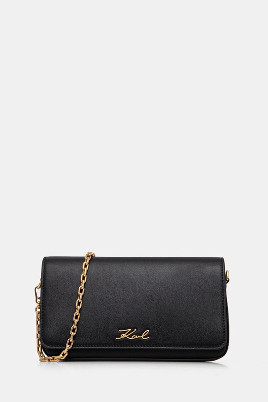 Δερμάτινη τσάντα Karl Lagerfeld λείο δέρμα μαύρο A1W32107