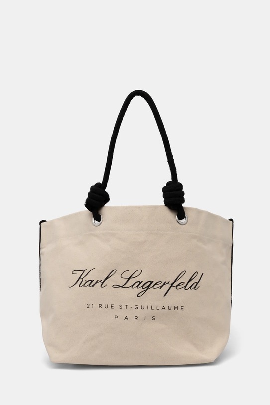 Karl Lagerfeld torebka bawełniana mieści A4 beżowy A1W46012