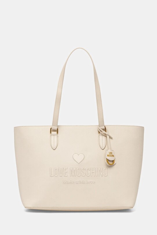 Шкіряна сумочка Love Moschino лицьова шкіра бежевий JC4114PP1