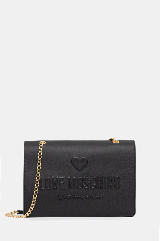 Kožená kabelka Love Moschino přírodní kůže černá JC4113PP1