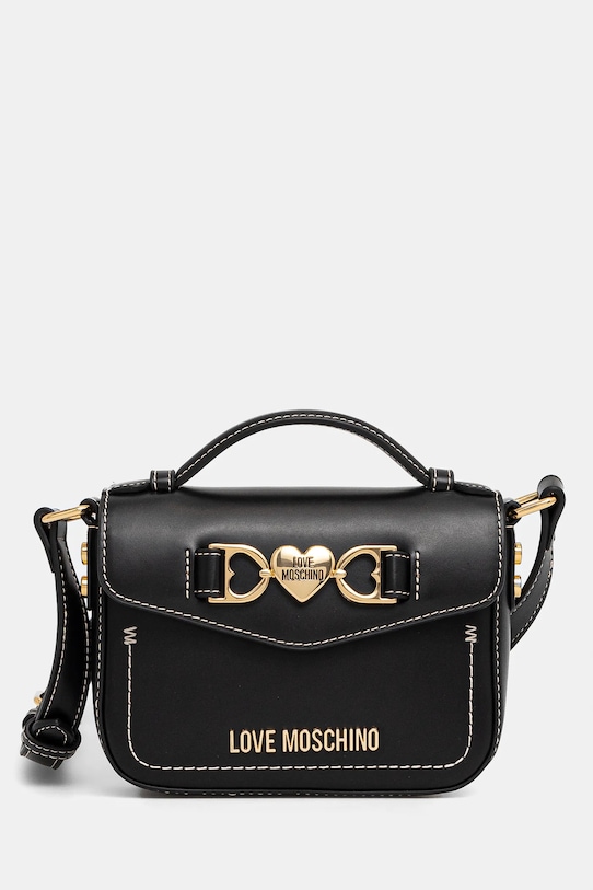 Кожаная сумочка Love Moschino аппликация чёрный JC4063PP1