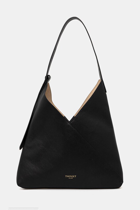 Twinset geantă de piele uni negru 251TD8330