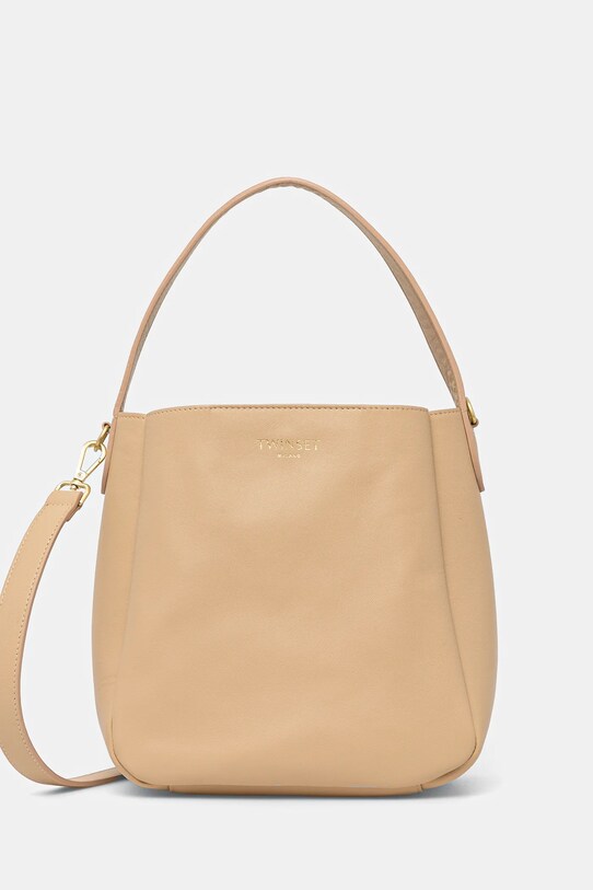 Kožená kabelka Twinset usňová koža béžová 251TD8332