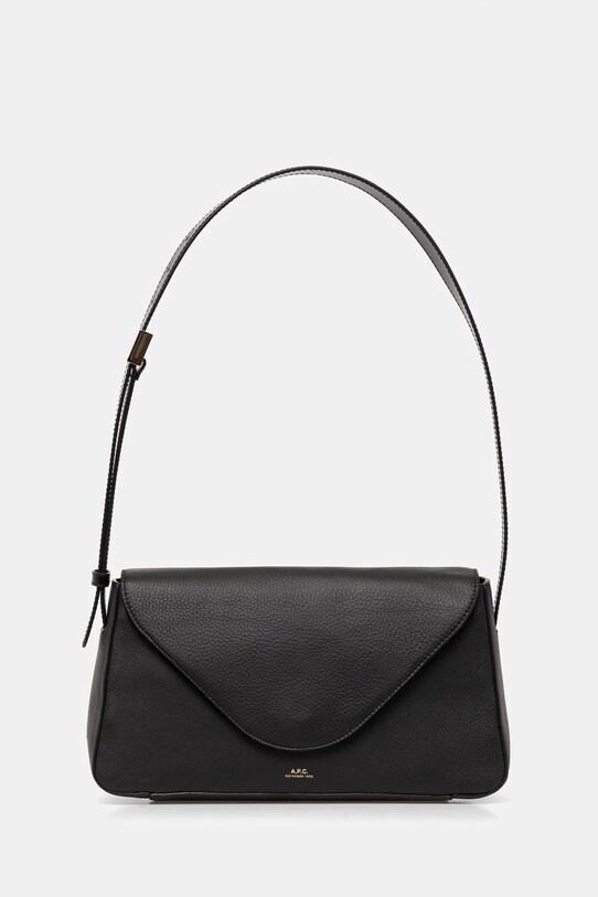 Kožená kabelka A.P.C. sac daria flap přírodní kůže černá PXBCD.F61901