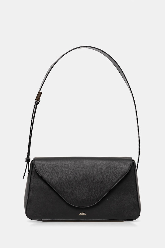 Kožená kabelka A.P.C. sac daria flap přírodní kůže černá PXBCD.F61901