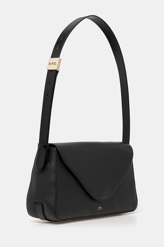 Kožená kabelka A.P.C. sac daria flap PXBCD.F61901 černá SS25