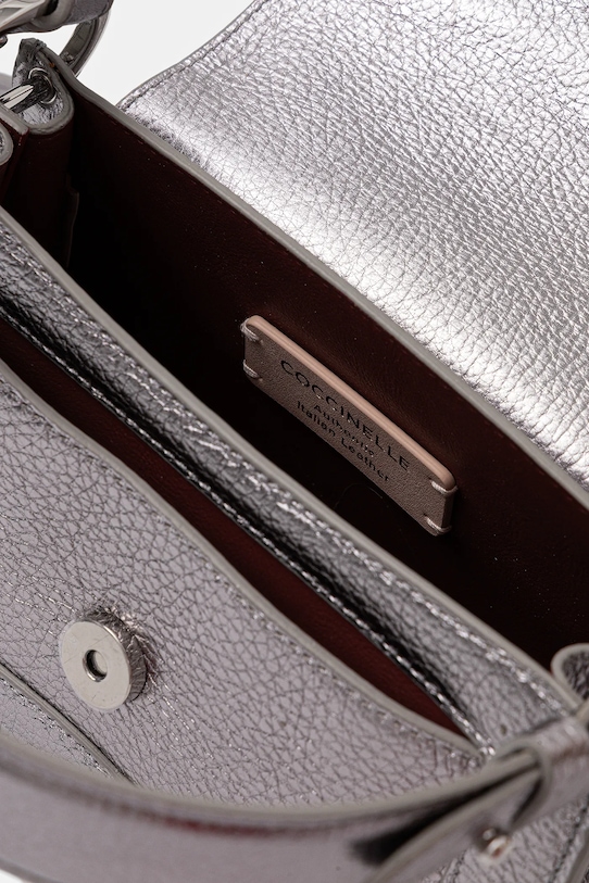 Kožená kabelka Coccinelle E1.SSL.18.04.01 stříbrná