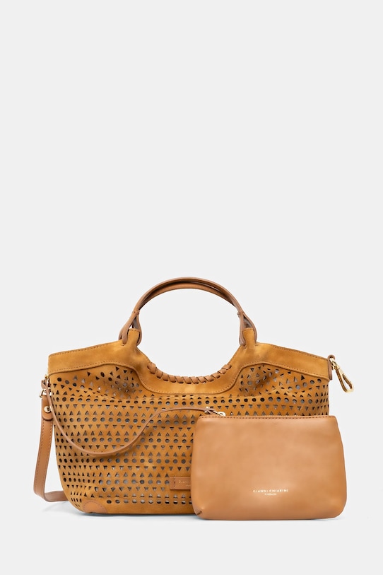 Semišová kabelka Gianni Chiarini DUA jemný vzor hnědá BS.11679.CMLSR