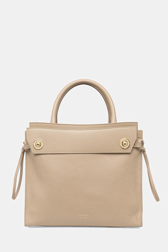 Guess geantă de piele BIANCA uni bej HWBIAA.L5117