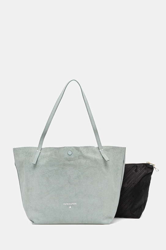 Двостороння шкіряна сумочка Patrizia Pepe замша бірюзовий 2B0130.L153