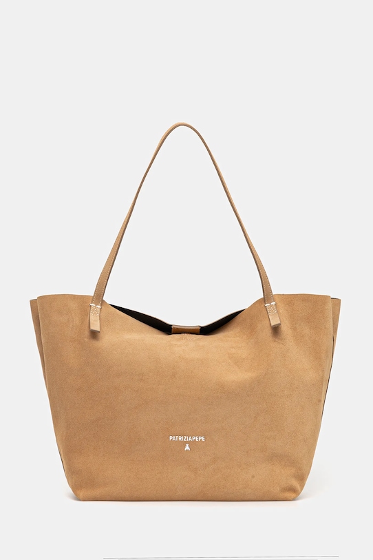 Dvostrana kožna torba Patrizia Pepe brušena koža zelena 2B0130.L153