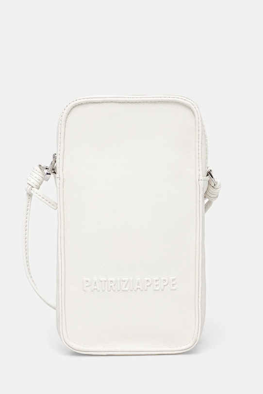 Δερμάτινο τσαντάκι τηλεφώνου Patrizia Pepe λείο δέρμα λευκό 2Q0008.L113