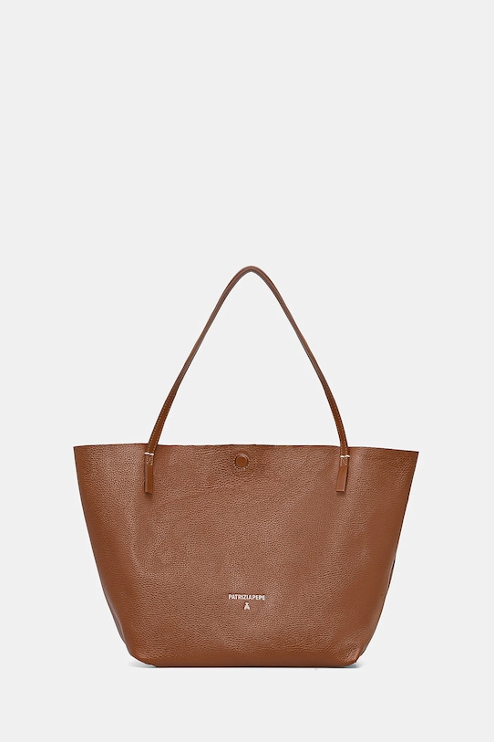 Kožená kabelka Patrizia Pepe usňová koža hnedá 2B0130.L148