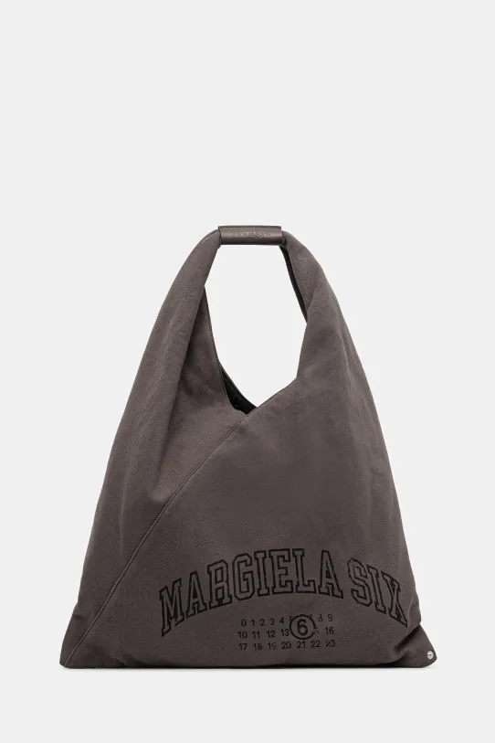 MM6 Maison Margiela borsa a mano in cotone sovrastampa marrone S54WD0039.P7261