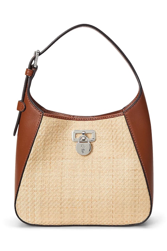 Kabelka Lauren Ralph Lauren usňová koža béžová 431966751