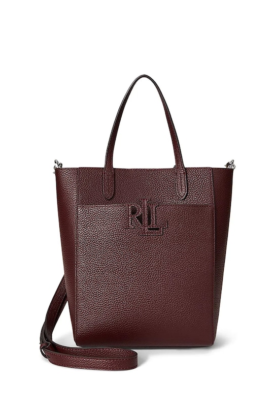 Lauren Ralph Lauren torebka skórzana skóra licowa bordowy 431966760