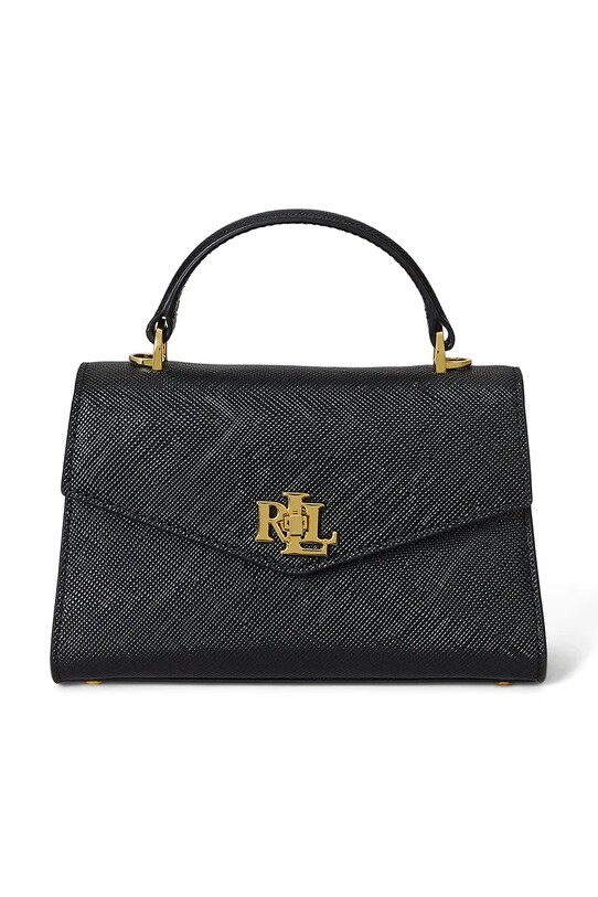 Lauren Ralph Lauren geantă de piele uni negru 431966765