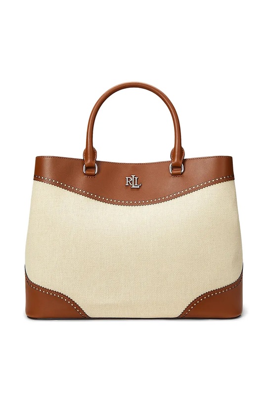 Kabelka Lauren Ralph Lauren usňová koža béžová 431966776
