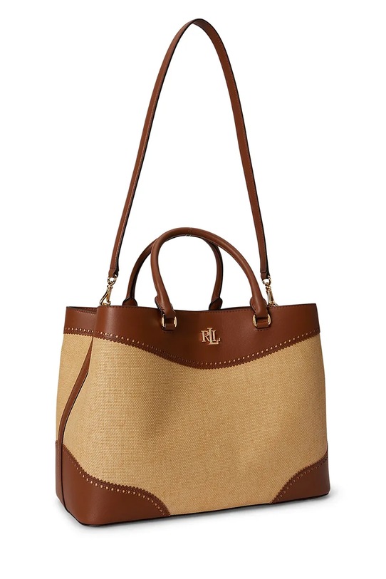 Akcesoria Lauren Ralph Lauren torebka shopper damska skórzana 431966776 brązowy