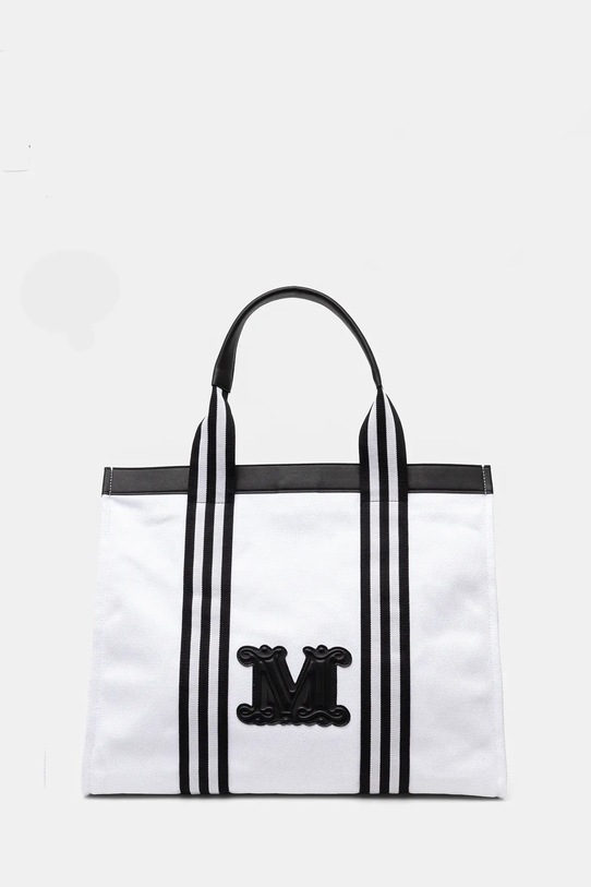 Plážová taška Max Mara Beachwear nášivka bílá 2516511019600