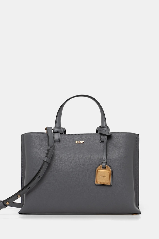 Dkny torebka skórzana skóra licowa szary R44D1I53