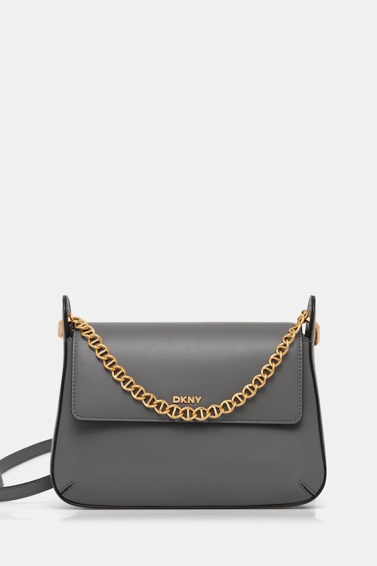 Δερμάτινη τσάντα Dkny λείο δέρμα γκρί R44EKI55