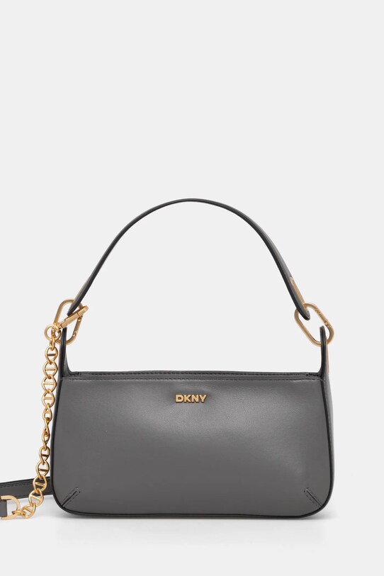 Шкіряна сумочка Dkny лицьова шкіра сірий R44EKI56