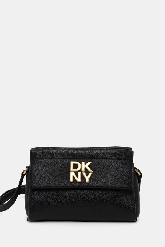 Шкіряна сумочка Dkny лицьова шкіра чорний R44EAI71